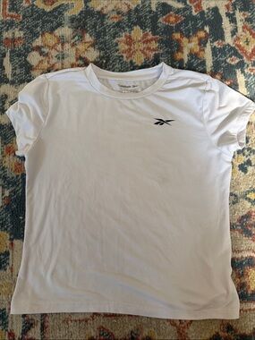 Reebok White Kids Short Sleeve Tee with Black Logo